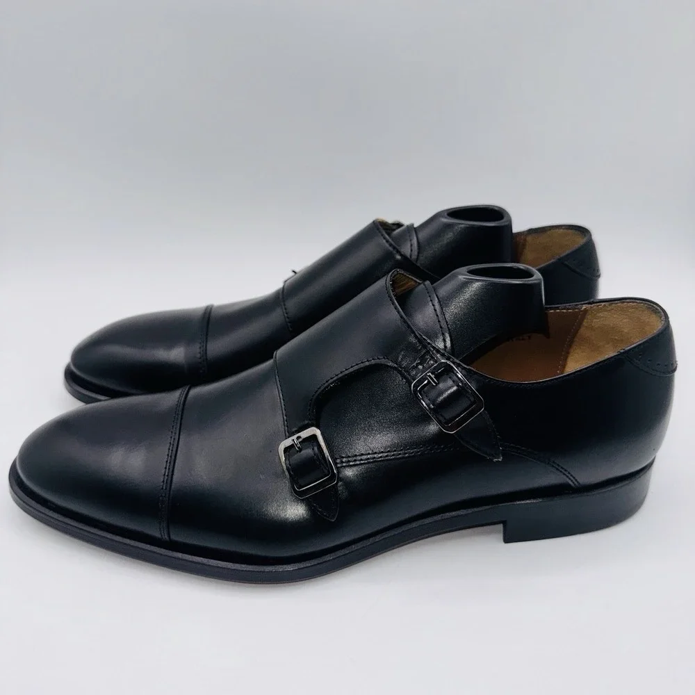 Antonio Maurizi Double‎ Monk Strap Oxfords Men's Size 9 EU 42 Black Leather